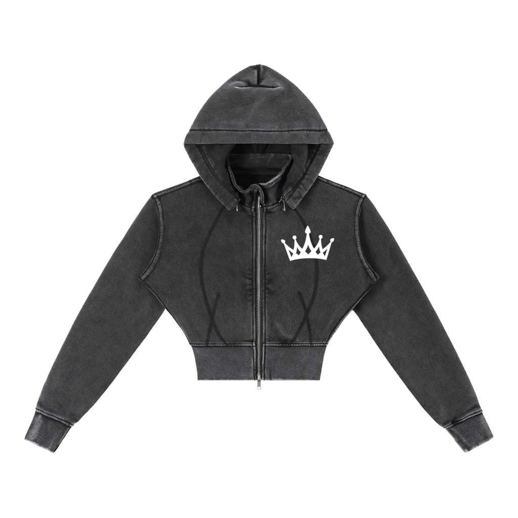 Crown Vintage Washed Cropped Fleece Hoodie