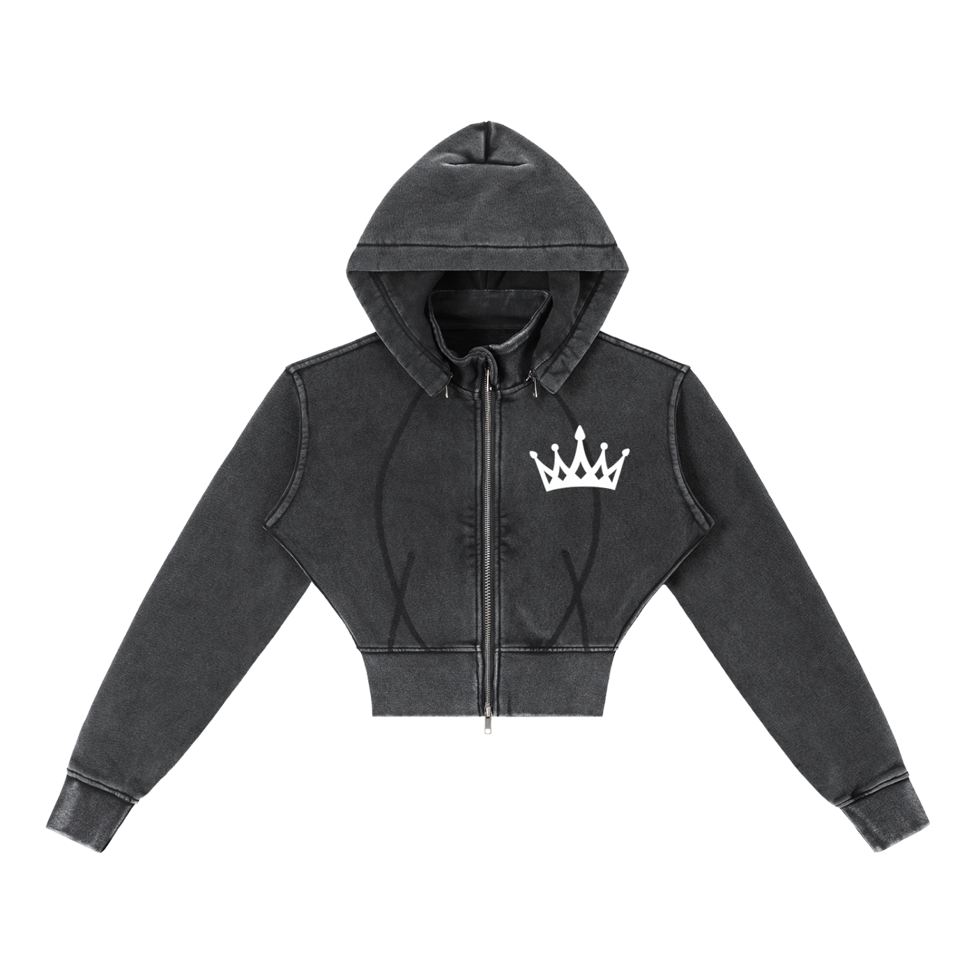 Crown Vintage Washed Cropped Fleece Hoodie