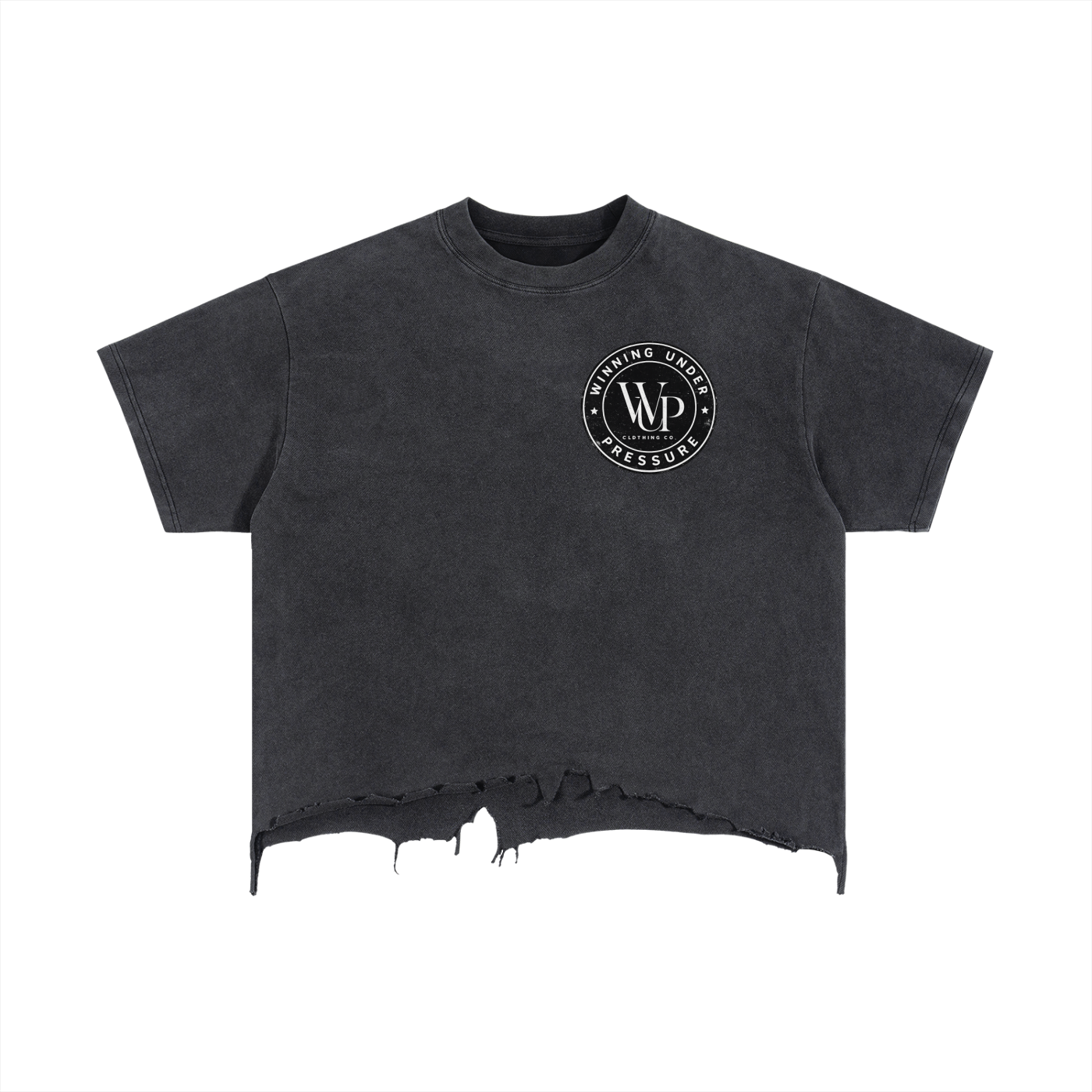 Color Logo Vintage Wash Boxy Distressed Hem T-Shirt 240gm