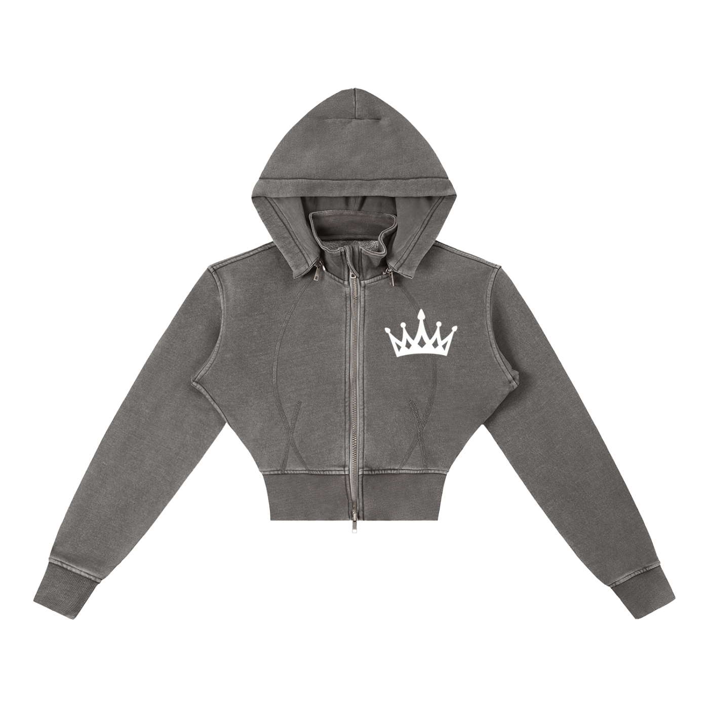 Crown Vintage Washed Cropped Fleece Hoodie
