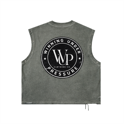 Circle Logo Distressed Grommet Eyelet Tank Top